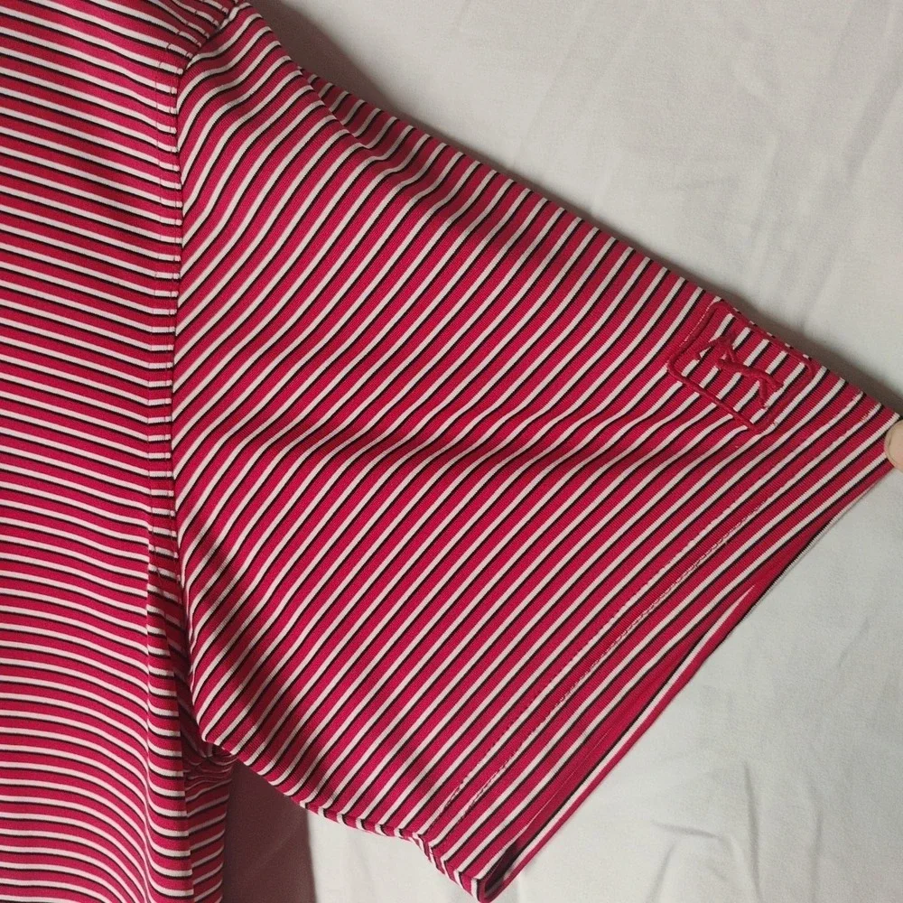 PGA Tour Mens XL Extra Large Red Striped‎ Polo Golf Shirt
